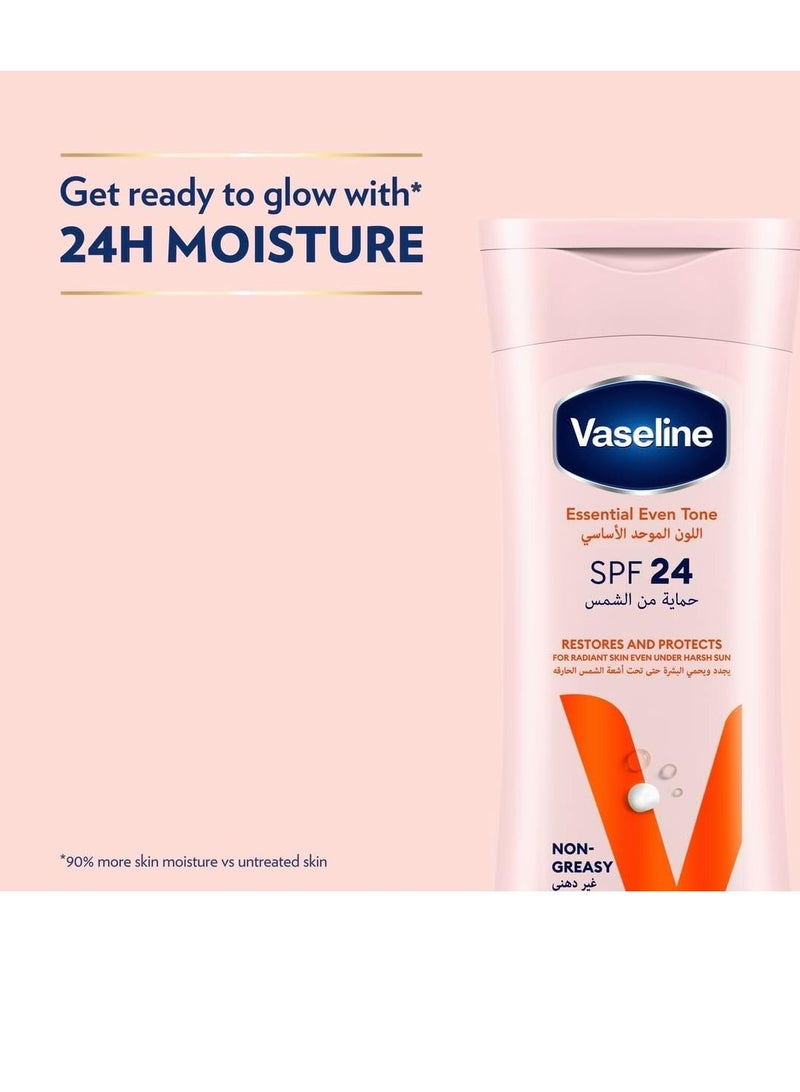 Vaseline Essential Even Tone Body Lotion, SPF 24 for glowing skin that's protected against sun damage, 200ml - Image 3