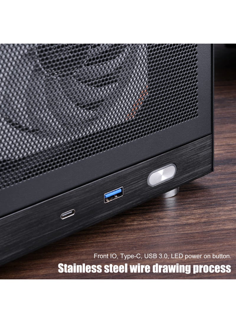 KXRORS S300 - Mini-ITX PC Gaming Case - Front I/O USB 3.0 Type - C Port - SFX Power Supply 100-130mm - Cable Management System - luminum Mini-ITX Motherboard Small Portable PC Case-Black  - Image 3