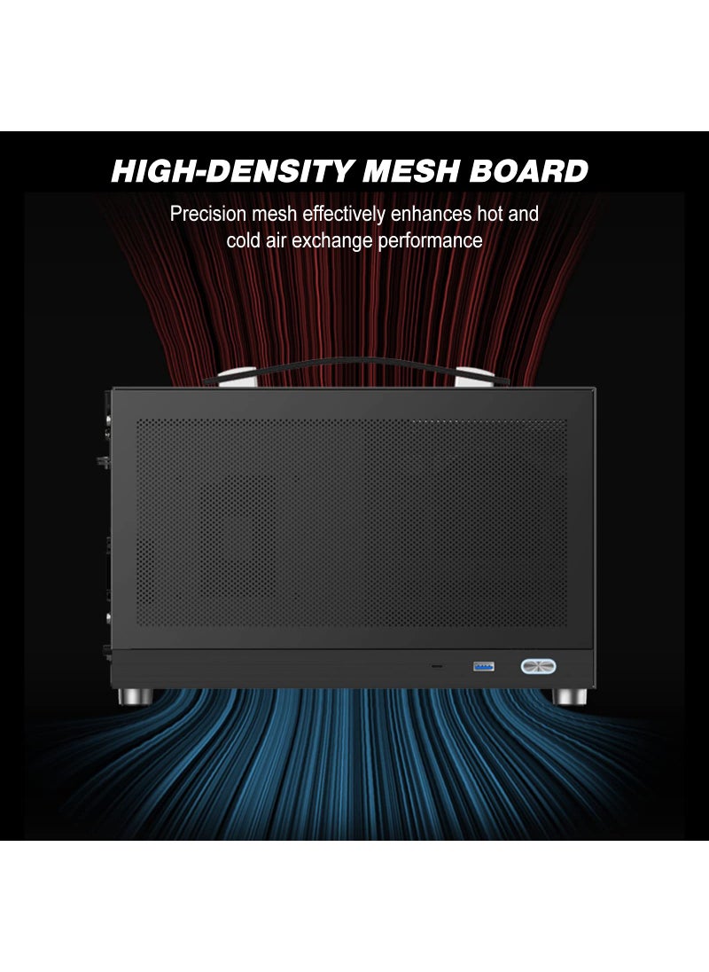 KXRORS S300 - Mini-ITX PC Gaming Case - Front I/O USB 3.0 Type - C Port - SFX Power Supply 100-130mm - Cable Management System - luminum Mini-ITX Motherboard Small Portable PC Case-Black  - Image 4