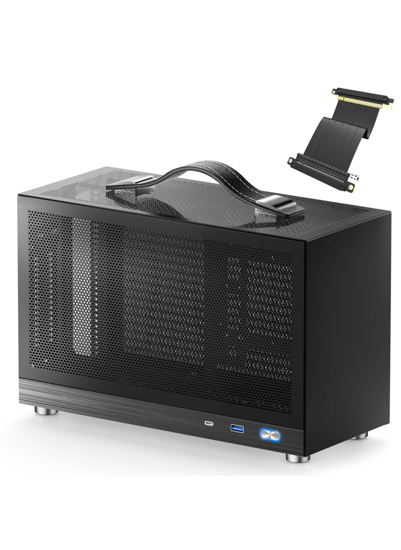 KXRORS S300 - Mini-ITX PC Gaming Case - Front I/O USB 3.0 Type - C Port - SFX Power Supply 100-130mm - Cable Management System - luminum Mini-ITX Motherboard Small Portable PC Case-Black  - Image 1