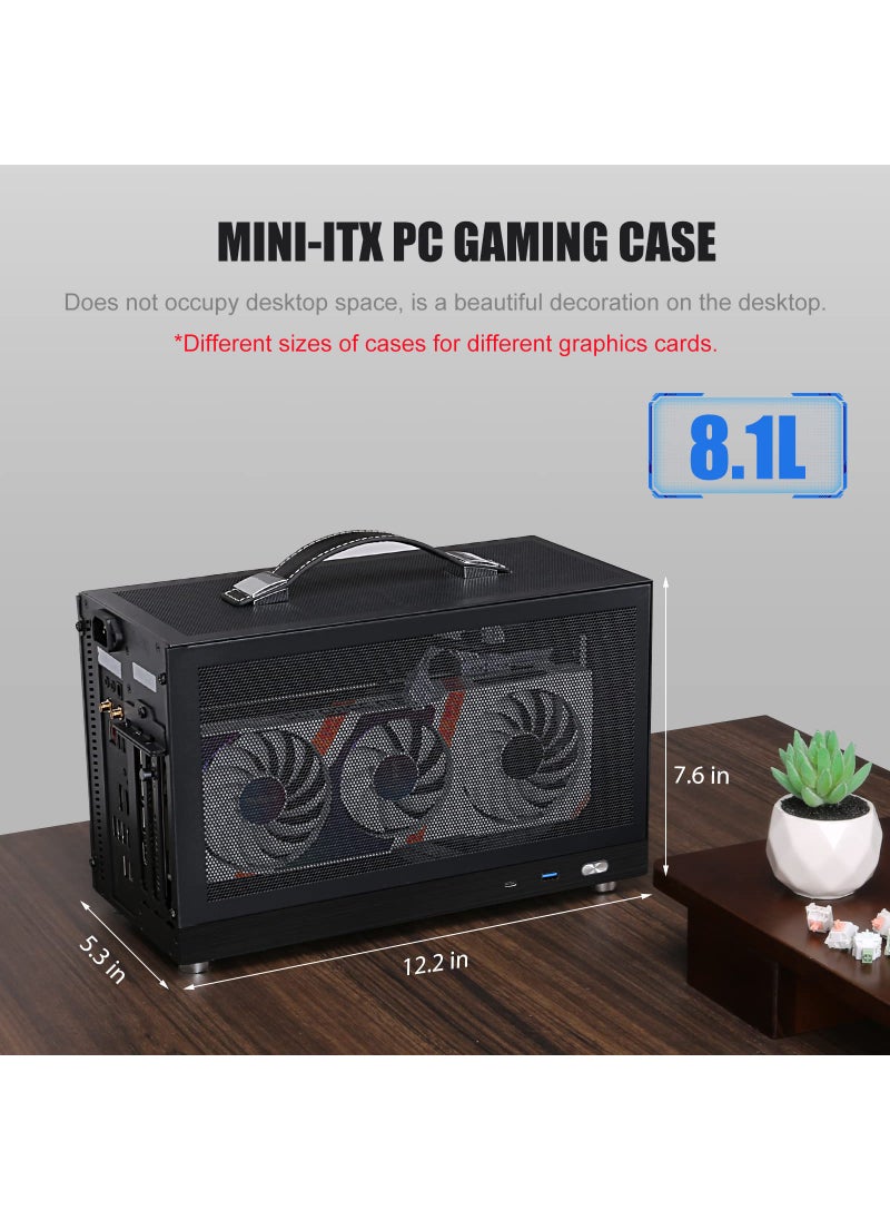KXRORS S300 - Mini-ITX PC Gaming Case - Front I/O USB 3.0 Type - C Port - SFX Power Supply 100-130mm - Cable Management System - luminum Mini-ITX Motherboard Small Portable PC Case-Black  - Image 2
