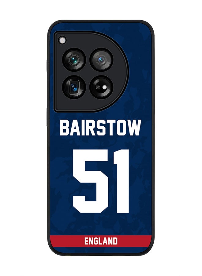 Stylizedd Rugged Black Edge Case for OnePlus 12, Slim fit Case Flexible Anti Drop TPU Gel Thin Cover -  Team England Jonny Bairstow, Jersey No 51 - Image 1