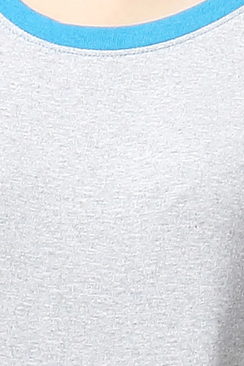Pinacolada  Women's Sky Blue & Light Grey Raglan Knit Top for Women | Best Price UAE