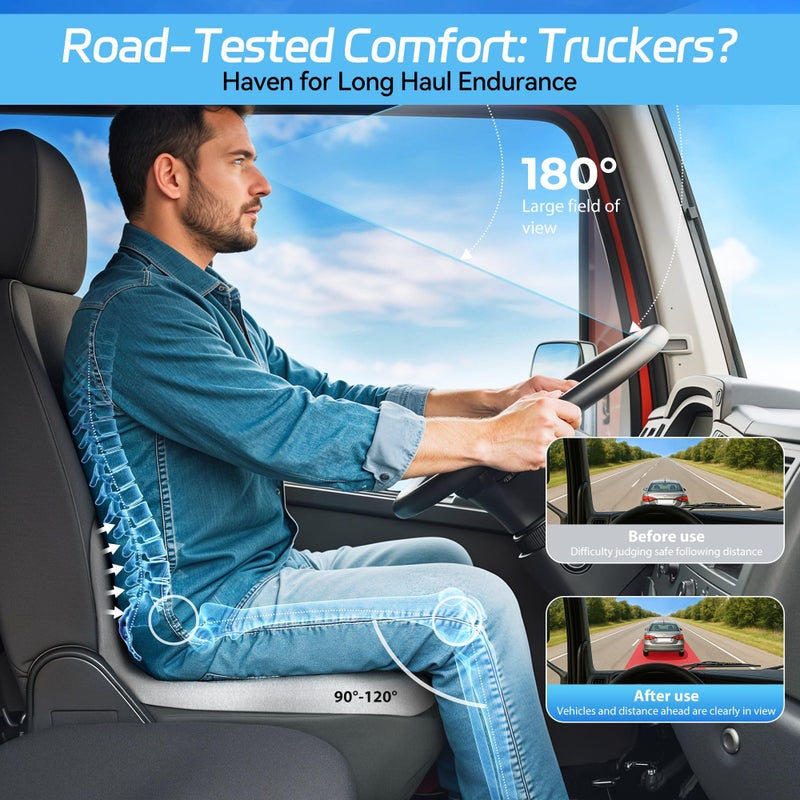 leqsdijk Seat Cushion for Truck Driver, Memory Foam Truck Seat Cushion with L-Shaped Ergonomic Design, Lumbar Support Pillow & Tailbone Pain Relief for Long Driving, Semi Truck Accessories - Image 5