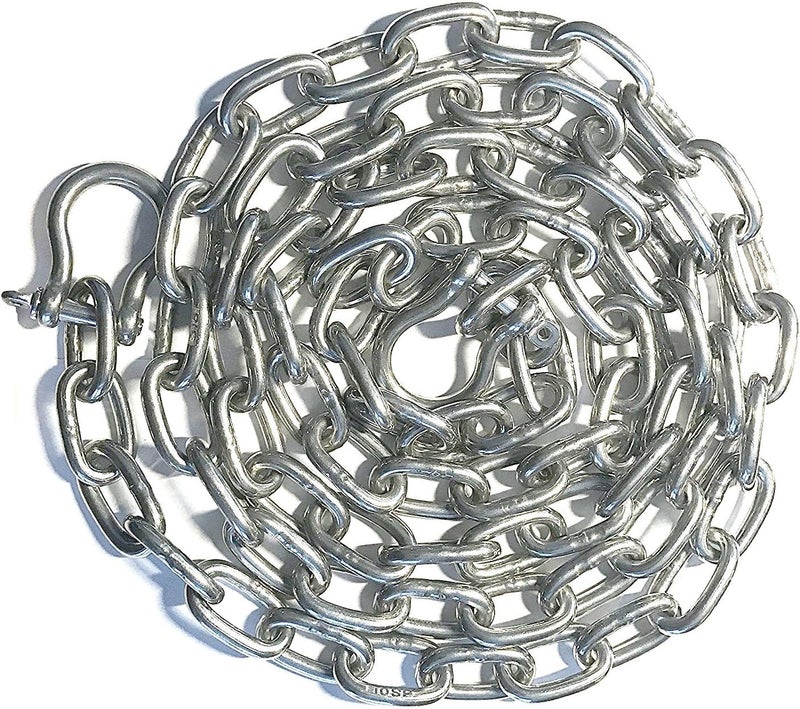 US Stainless سلسلة مرساة من الفولاذ المقاوم للصدأ 316 بقطر 5.5 مم (3/16") بطول 10' مع مشابك عالية الجودة - Image 1