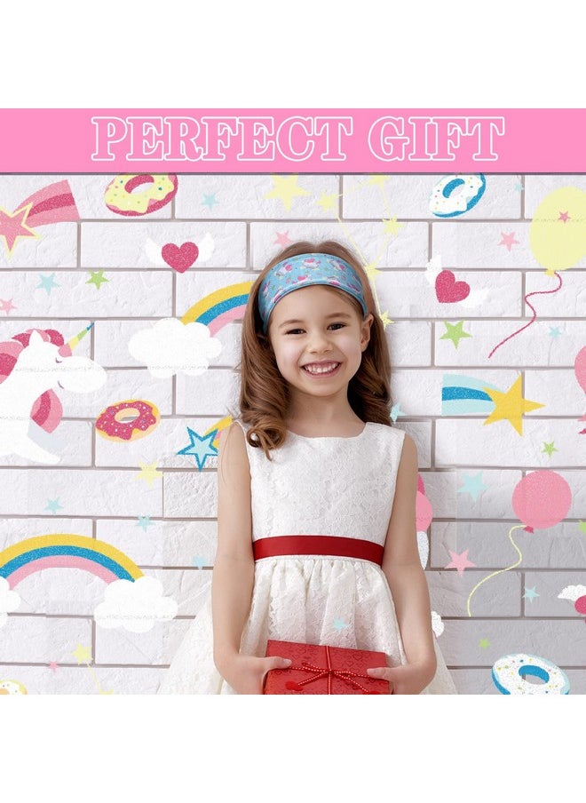 Chunyin - 6 Pieces Unicorn Headbands for Girls Cute Elastic Bandeau Adjustable Wide Rainbow Headband No Slip Little Girl Hair Accessories Neck Gaiter Party Favors Stretch Hippie Turban for Children Kids Toddler - Image 1