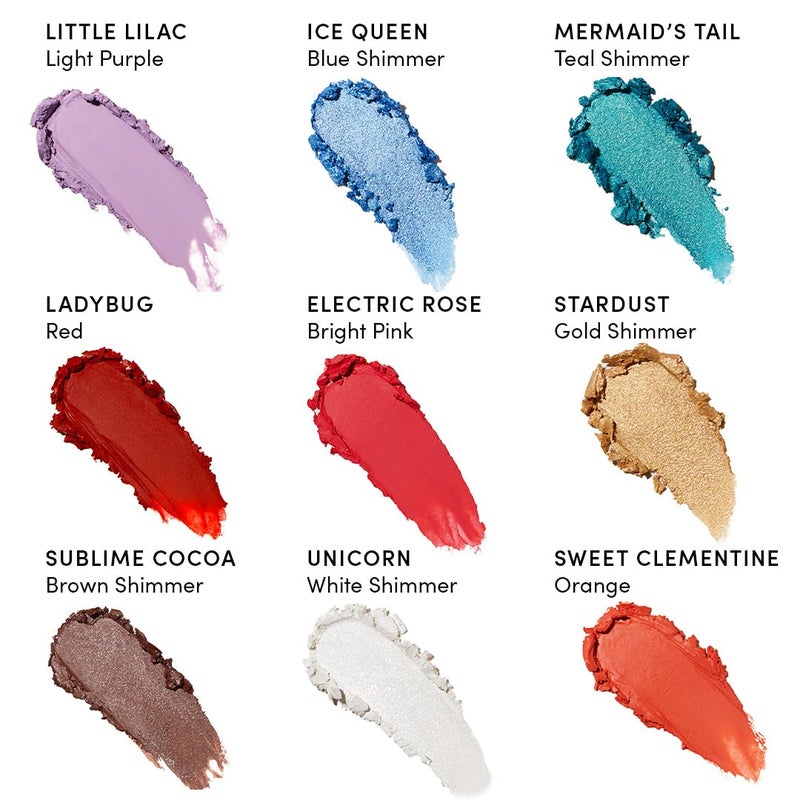 Evereden مجموعة هدايا إيفيريدن للأطفال - مجموعة مكياج نظيفة ونباتية للفتيات - مجموعة مكياج غير سامة للأطفال - تتضمن مجموعة مكياج الفتيات 3 أقلام تلوين وجه خيالية للأطفال و1 زيت شفاه ملون - Image 5