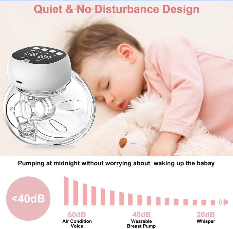 MOPPETS Wearable Hands-Free Automatic Electric Breast Pump For Feeding Mothers, 4 Modes & 9 Suction Levels, Portable & Compact, 1000 mah, Digital Screen - 150ml (1) - Image 4