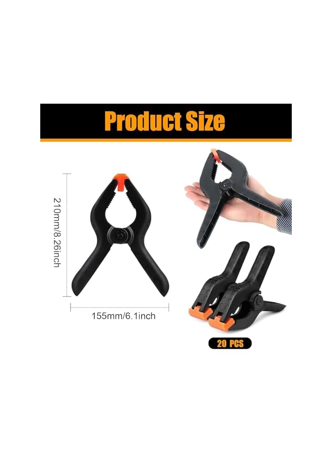 promass Spring Clamps, 2pcs Backdrop Clips 9 Inch Heavy Duty Plastic Spring Clamps Plastic Clips for Woodworking, Photography Studio, Home Improvement - Image 2