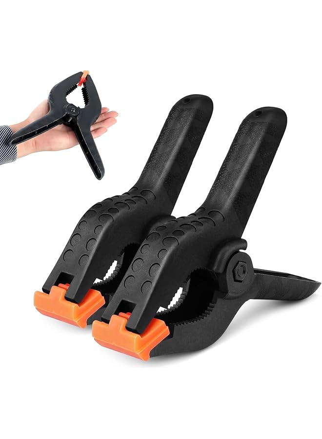 promass Spring Clamps, 2pcs Backdrop Clips 9 Inch Heavy Duty Plastic Spring Clamps Plastic Clips for Woodworking, Photography Studio, Home Improvement - Image 1