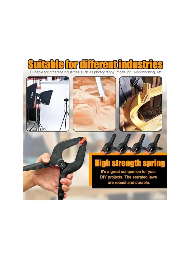 promass Spring Clamps, 2pcs Backdrop Clips 9 Inch Heavy Duty Plastic Spring Clamps Plastic Clips for Woodworking, Photography Studio, Home Improvement - Image 5