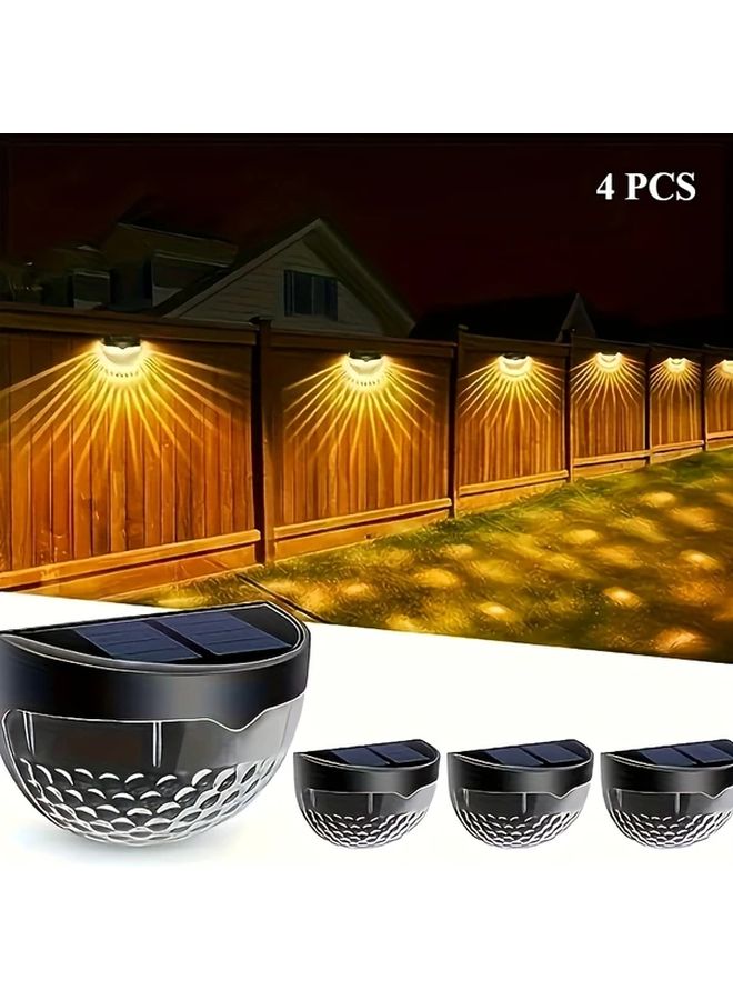 4 قطع أضواء حديقة شمسية لجدار السياج مقاومة للماء IP65 مع حساس ضوء دافئ - Image 1
