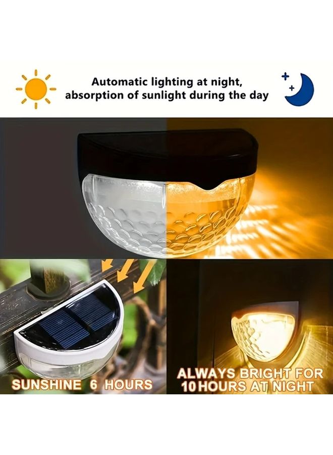 4 قطع أضواء حديقة شمسية لجدار السياج مقاومة للماء IP65 مع حساس ضوء دافئ - Image 3