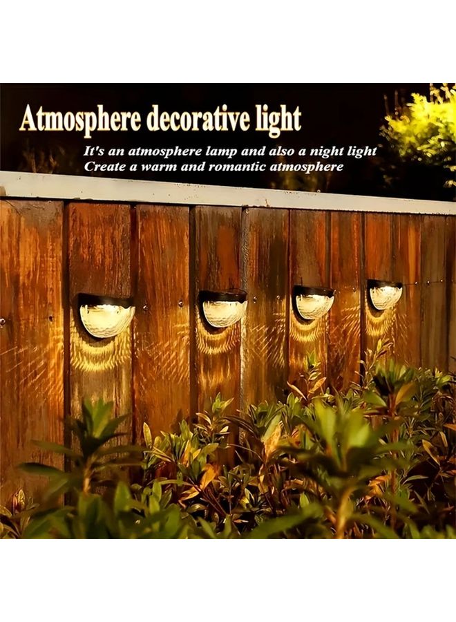 4 قطع أضواء حديقة شمسية لجدار السياج مقاومة للماء IP65 مع حساس ضوء دافئ - Image 2