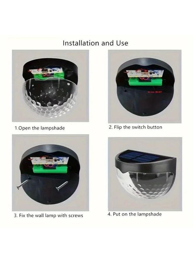 4 قطع أضواء حديقة شمسية لجدار السياج مقاومة للماء IP65 مع حساس ضوء دافئ - Image 5