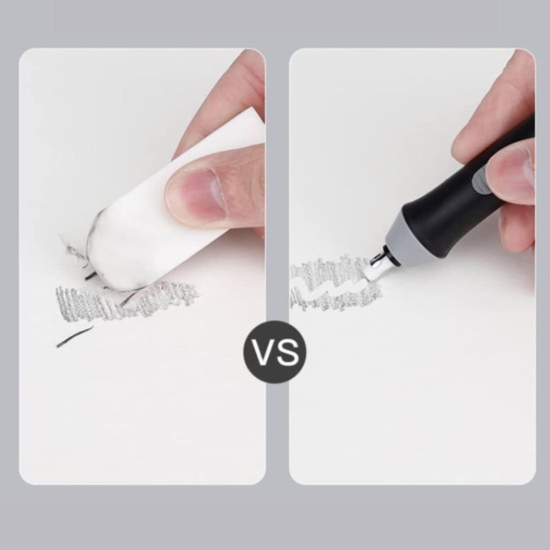 TOPINCN Electric Erasers, Battery Operated Eraser Automatic Portable Plastic Pen Electric Erasers with 22 Additional Replaceable Rubber Eraser Refills for Graphite Technical Drawing(Black) - Image 2