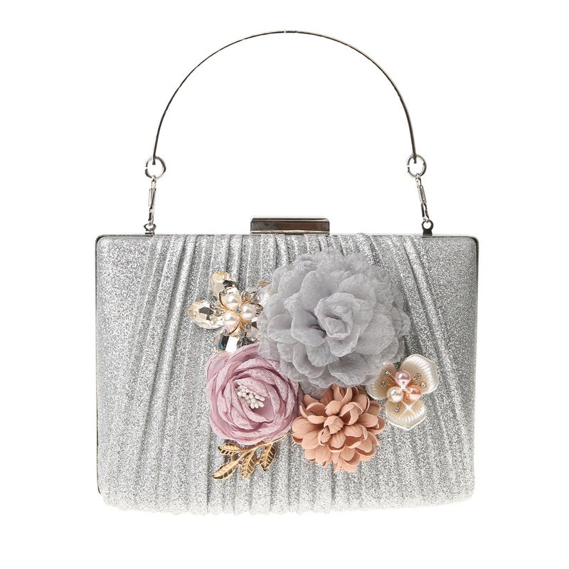 New Korean Style Flower Handbag Lady Evening Bag Pleated Women'S Bag Dress Wedding Bag Mingyuan Bag Small Bag - Image 4