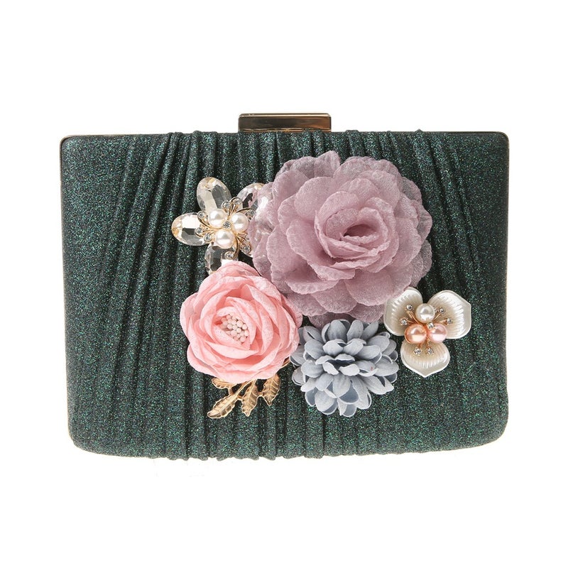 New Korean Style Flower Handbag Lady Evening Bag Pleated Women'S Bag Dress Wedding Bag Mingyuan Bag Small Bag - Image 1