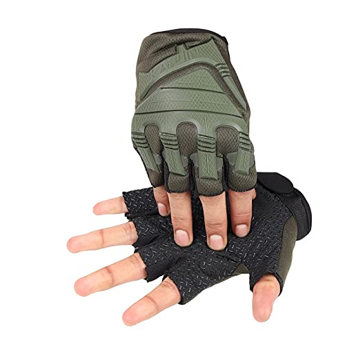 ZaySoo Synthetic Off-Road Riding Gym Gloves with Half-Finger Length and Tactical Thumb, Wrist Wrap for Professional Weightlifting, Fitness Training and Workout - Olive Green - Image 3