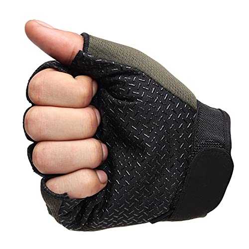ZaySoo Synthetic Off-Road Riding Gym Gloves with Half-Finger Length and Tactical Thumb, Wrist Wrap for Professional Weightlifting, Fitness Training and Workout - Olive Green - Image 4