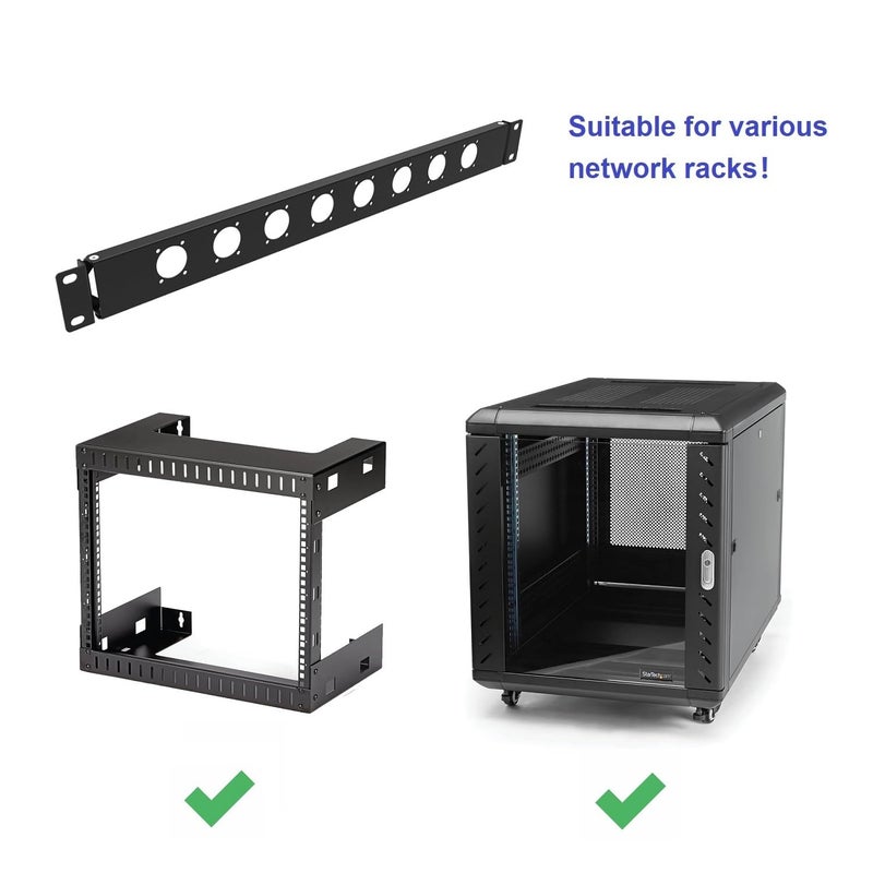 QiaoYoubang 1U Hinged Rack Panel 8D XLR HDMI Audio Rack Mount Panel for 19 inches Rack Mount (1U8D) - Image 5
