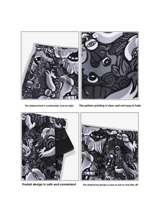 Loquat Waterproof Beach Pants Anti-embarrassment Men's 2023 Quick-drying Swimming Trunks Loose Shorts Hot Spring Swimming Equipment-Color:Blue Whale- - Image 5