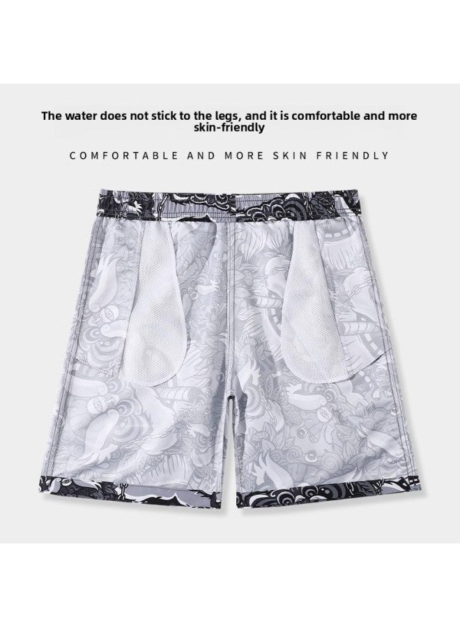 Loquat Waterproof Beach Pants Anti-embarrassment Men's 2023 Quick-drying Swimming Trunks Loose Shorts Hot Spring Swimming Equipment-Color:Blue Whale- - Image 3