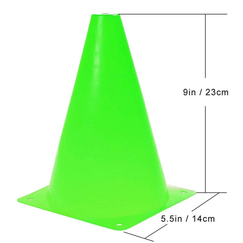Fragraim 9 Inch Plastic Training Traffic Cones, Sport Cones, Agility Field Marker Cones for Soccer Basketball Football Drills Training, Outdoor Activity or Events - Set of 24, Green - Image 4