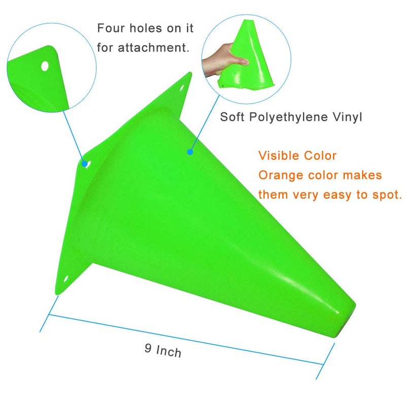 Fragraim 9 Inch Plastic Training Traffic Cones, Sport Cones, Agility Field Marker Cones for Soccer Basketball Football Drills Training, Outdoor Activity or Events - Set of 24, Green - Image 2