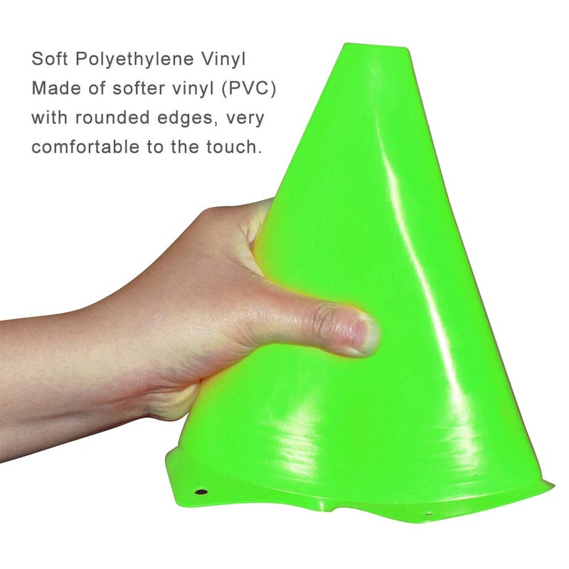 Fragraim 9 Inch Plastic Training Traffic Cones, Sport Cones, Agility Field Marker Cones for Soccer Basketball Football Drills Training, Outdoor Activity or Events - Set of 24, Green - Image 3