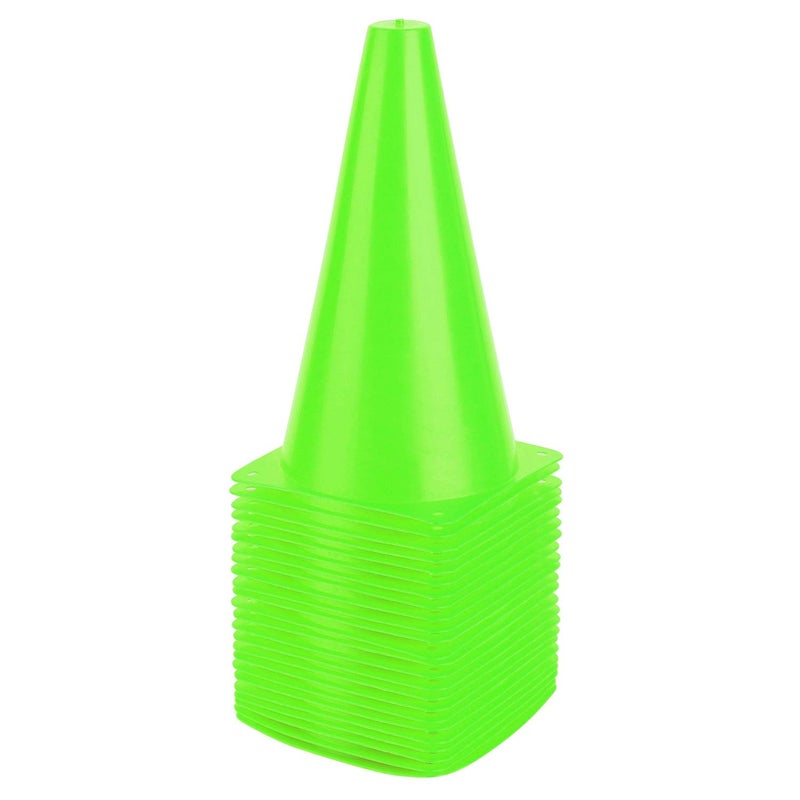 Fragraim 9 Inch Plastic Training Traffic Cones, Sport Cones, Agility Field Marker Cones for Soccer Basketball Football Drills Training, Outdoor Activity or Events - Set of 24, Green - Image 1