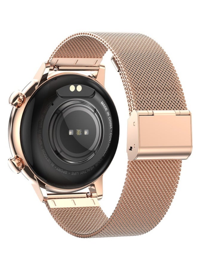 AROAQ HK39 Smartwatch 1.1″ HD Display, Bluetooth Calling, NFC, BP Monitor, SpO2, Heart Rate, Fitness Tracker, Waterproof – Mesh Steel Strap , Gold - Image 3