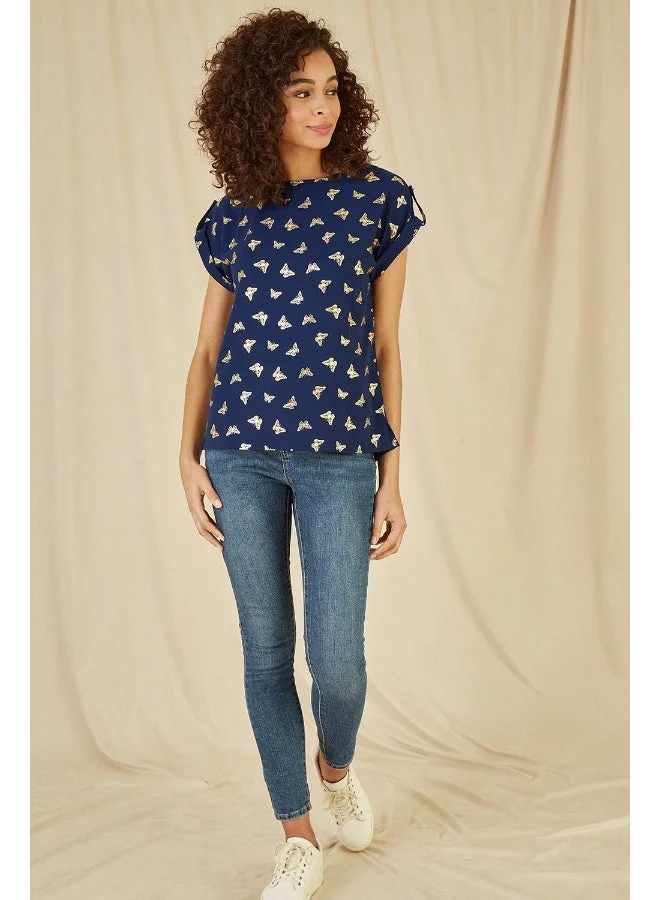 Yumi  Foil Butterfly Print Top for Women | Best Price UAE