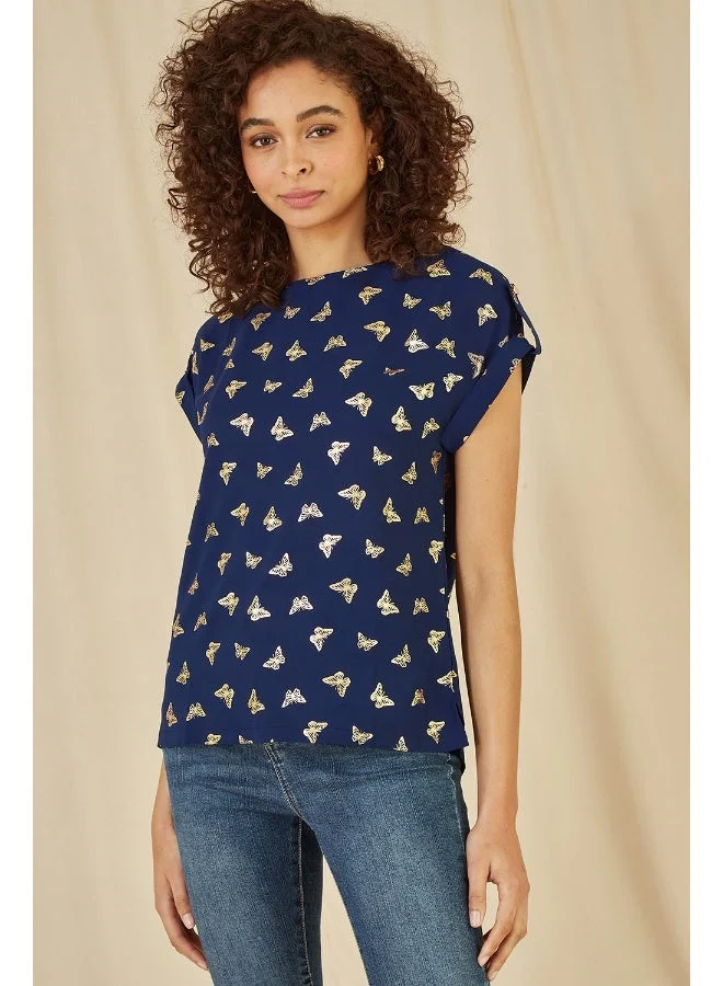Yumi  Foil Butterfly Print Top for Women | Best Price UAE
