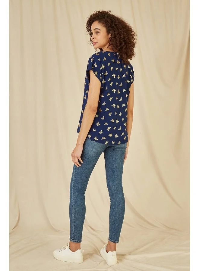 Yumi  Foil Butterfly Print Top for Women | Best Price UAE