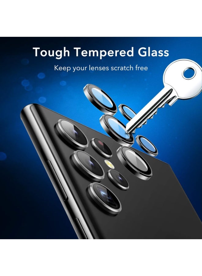 Camera Lens Protector Compatible with Samsung Galaxy S22 Ultra (2022), Scratch-Resistant Ultra-Thin Tempered Glass with Aluminum Edge, Set of 5, Black | Individual protection, 9H tempered glass, original camera quality, scratch-resistant, case-friendly, raised edge protection - Image 4