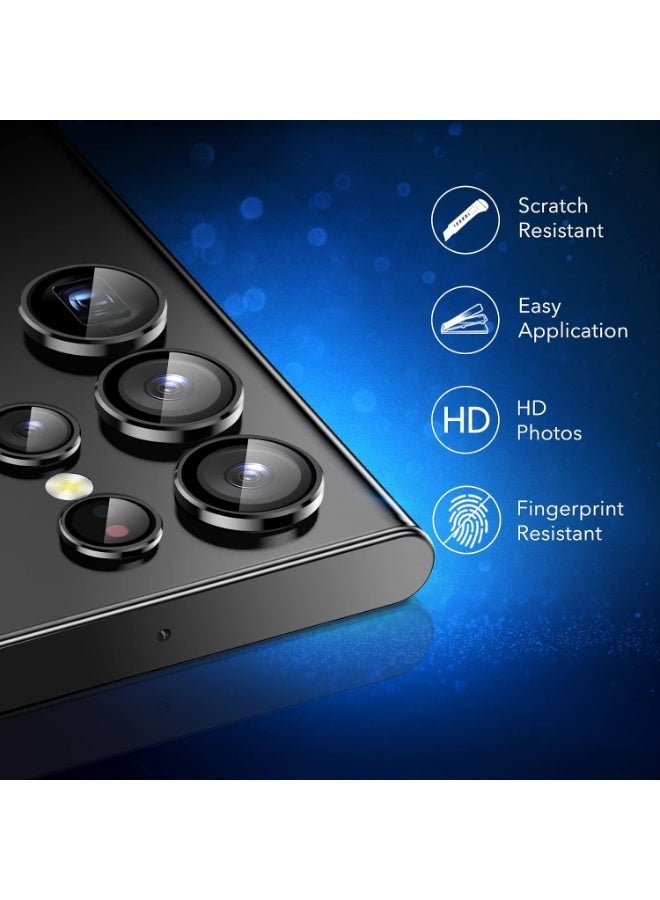 Camera Lens Protector Compatible with Samsung Galaxy S22 Ultra (2022), Scratch-Resistant Ultra-Thin Tempered Glass with Aluminum Edge, Set of 5, Black | Individual protection, 9H tempered glass, original camera quality, scratch-resistant, case-friendly, raised edge protection - Image 3