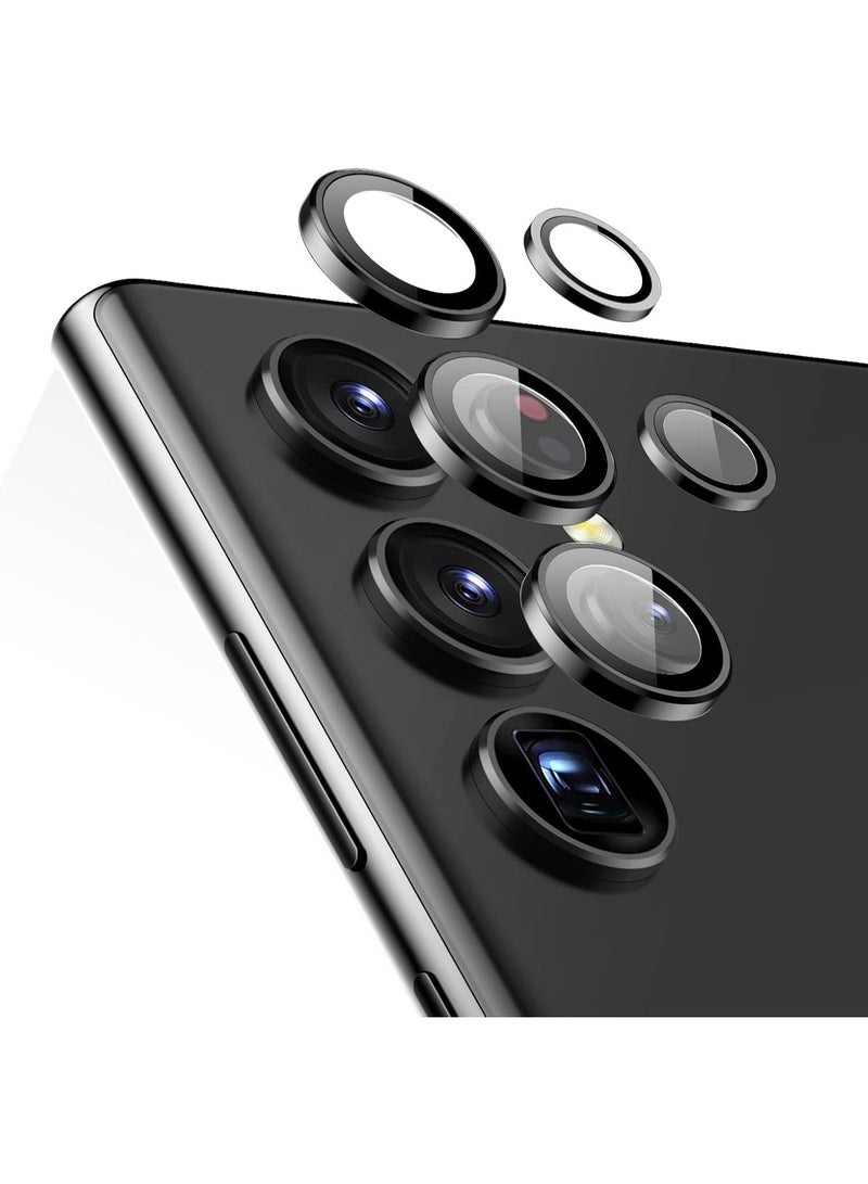 Camera Lens Protector Compatible with Samsung Galaxy S22 Ultra (2022), Scratch-Resistant Ultra-Thin Tempered Glass with Aluminum Edge, Set of 5, Black | Individual protection, 9H tempered glass, original camera quality, scratch-resistant, case-friendly, raised edge protection - Image 1