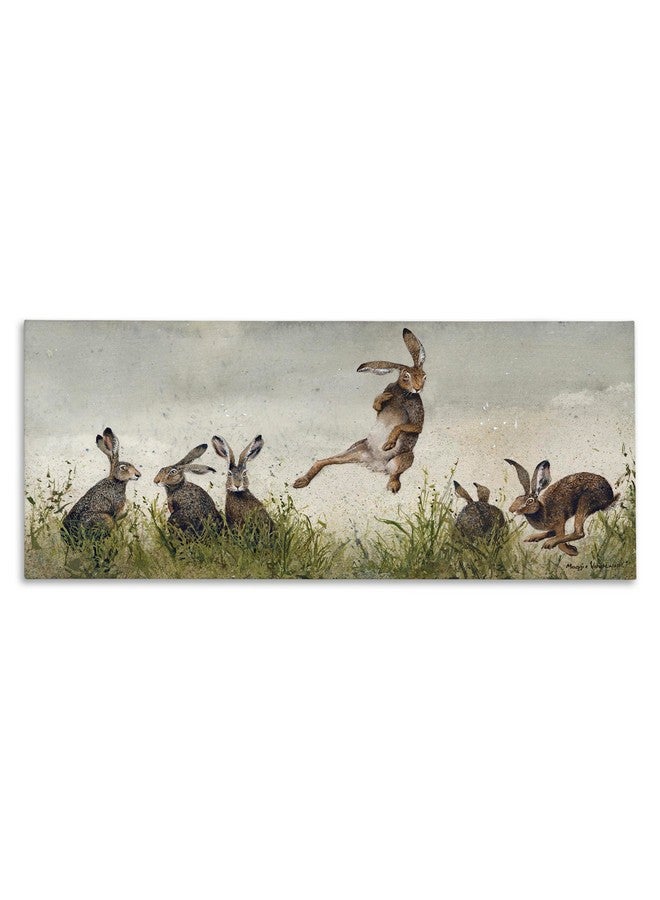 Stupell Industries Jumping Hares in Wild Canvas Wall Art Design by Maggie Vandewalle - Image 1
