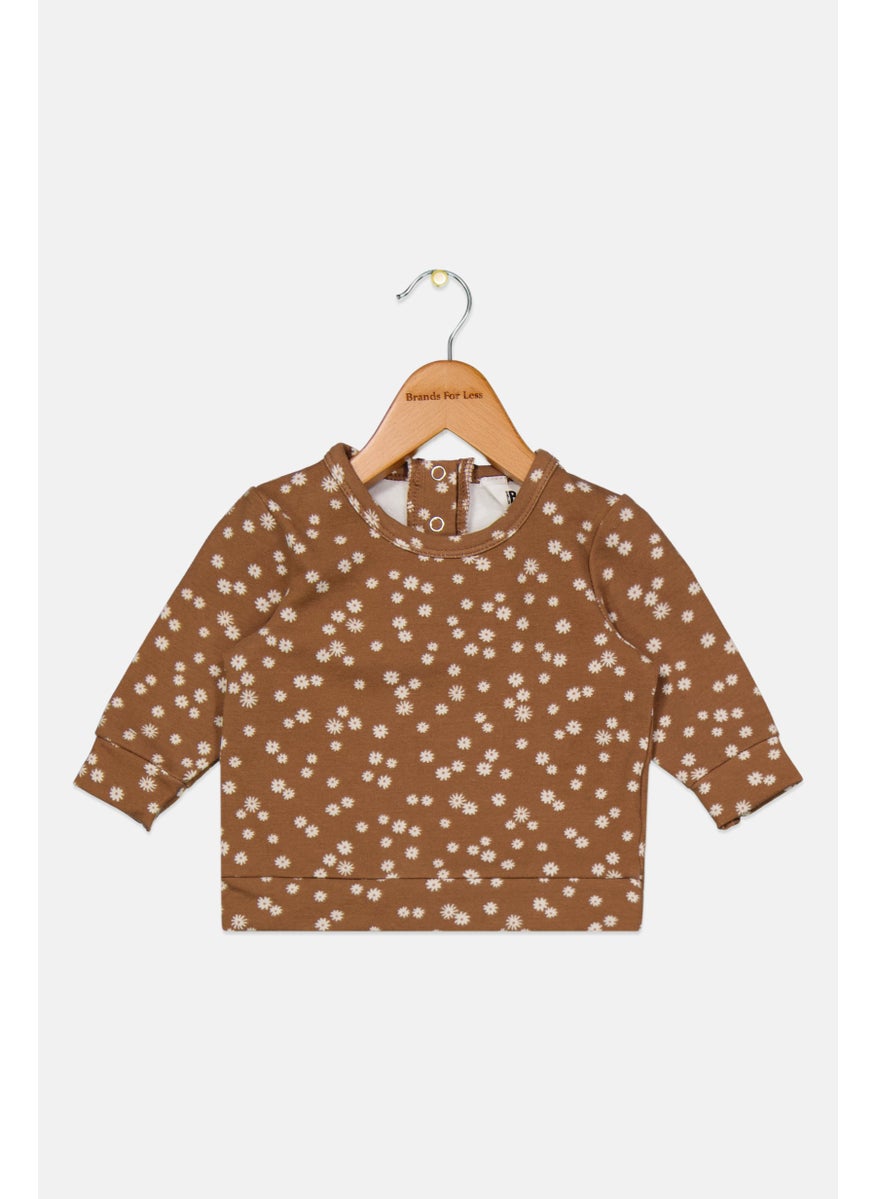 Cotton On Toddlers Girl Floral Print Tee, Brown Combo  - Image 1