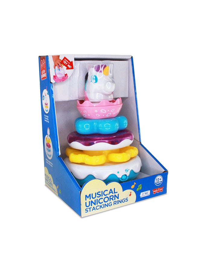 Happy Kids Little Learners Magical Unicorn Stacking Rings - Electronic Rings, Wobbly Base, Sing Along, 12m+  - Image 1