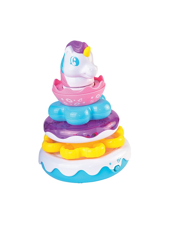 Happy Kids Little Learners Magical Unicorn Stacking Rings - Electronic Rings, Wobbly Base, Sing Along, 12m+  - Image 2