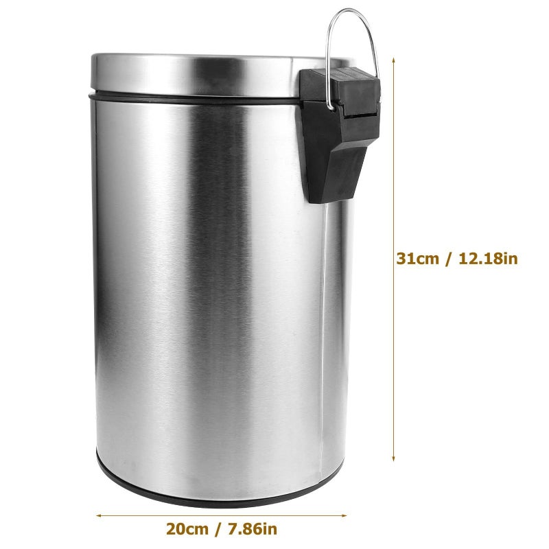 Stainless Steel 7L Kitchen Trash Can With Lid For Home Bathroom And Office Use - Image 5