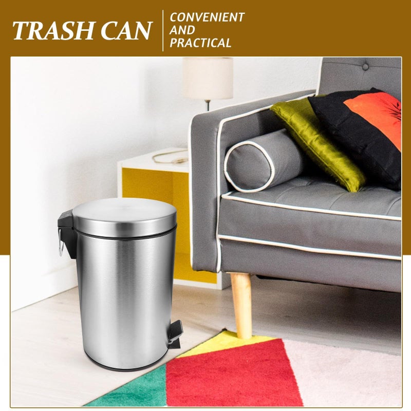 Stainless Steel 7L Kitchen Trash Can With Lid For Home Bathroom And Office Use - Image 4