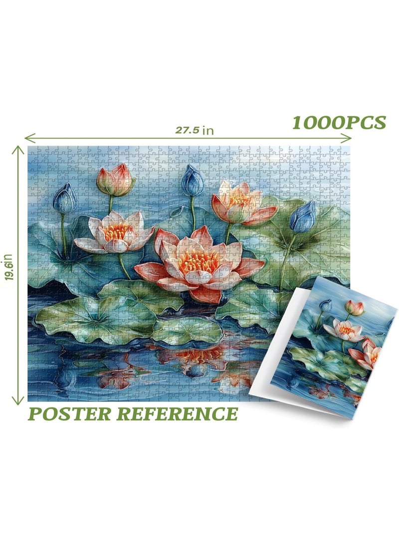 1000 piece puzzle | 3D lotus themed puzzle | Suitable for adults and children's puzzle and puzzle leisure toys  - Image 5