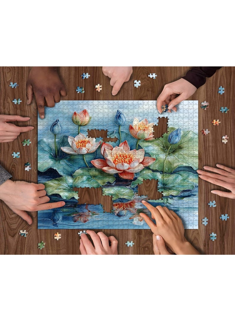 1000 piece puzzle | 3D lotus themed puzzle | Suitable for adults and children's puzzle and puzzle leisure toys  - Image 4