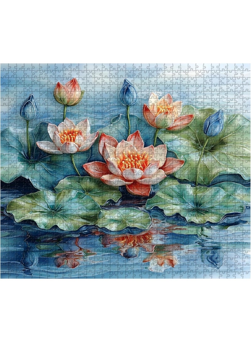 1000 piece puzzle | 3D lotus themed puzzle | Suitable for adults and children's puzzle and puzzle leisure toys  - Image 2