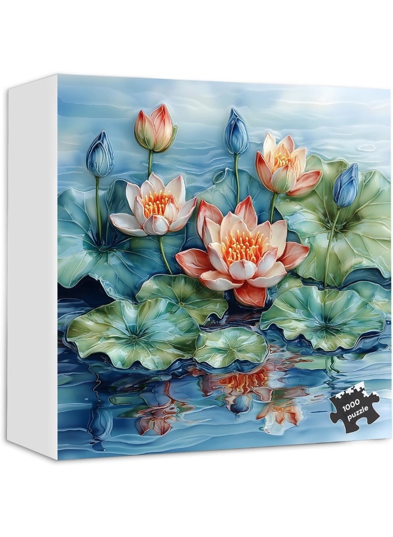 1000 piece puzzle | 3D lotus themed puzzle | Suitable for adults and children's puzzle and puzzle leisure toys  - Image 1