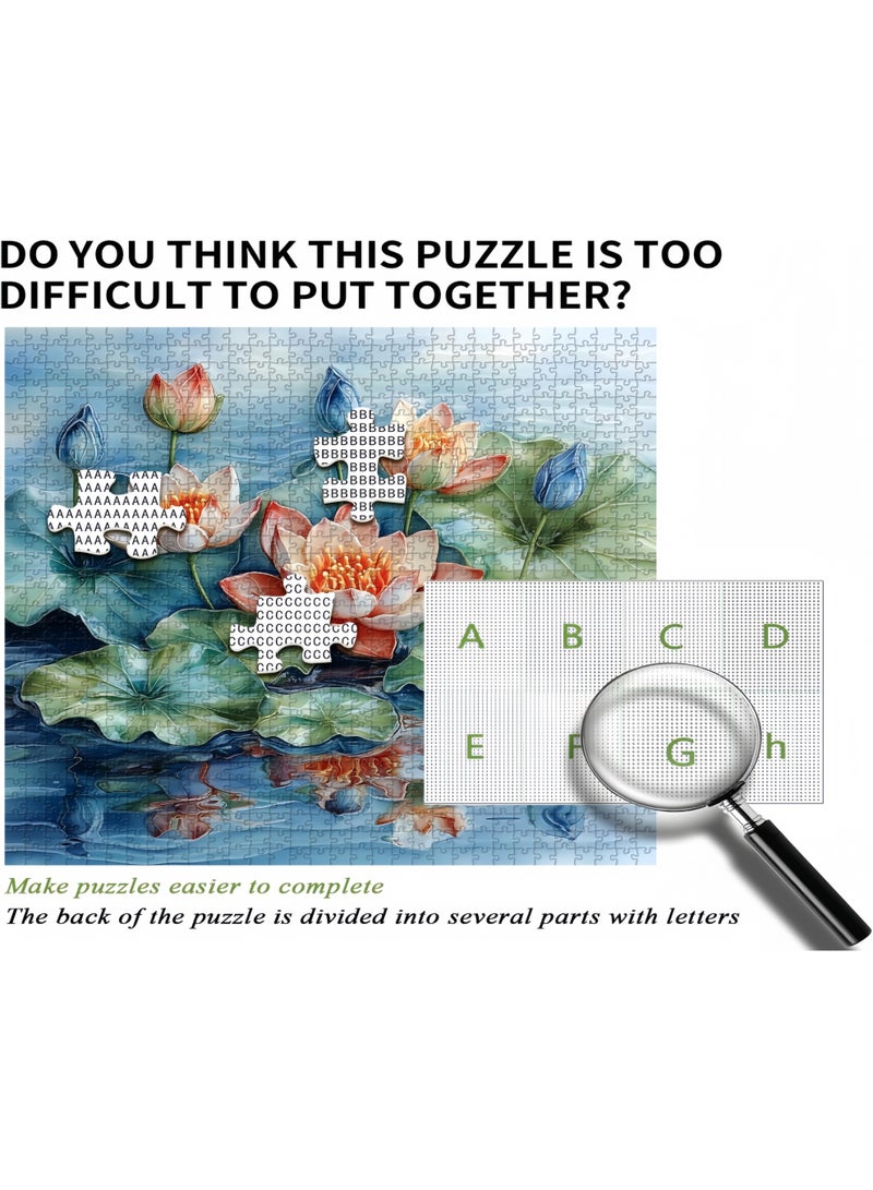 1000 piece puzzle | 3D lotus themed puzzle | Suitable for adults and children's puzzle and puzzle leisure toys  - Image 3