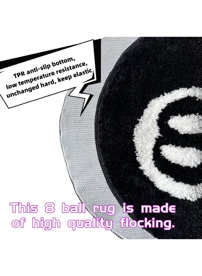 8 Ball Circle Rug 24 Inch, Cool Aesthetic Round Carpet for Bedroom & Living Room, Modern Hypebeast & Y2K Style Room Decor, Non-Slip Floor Mat for Home - Image 4